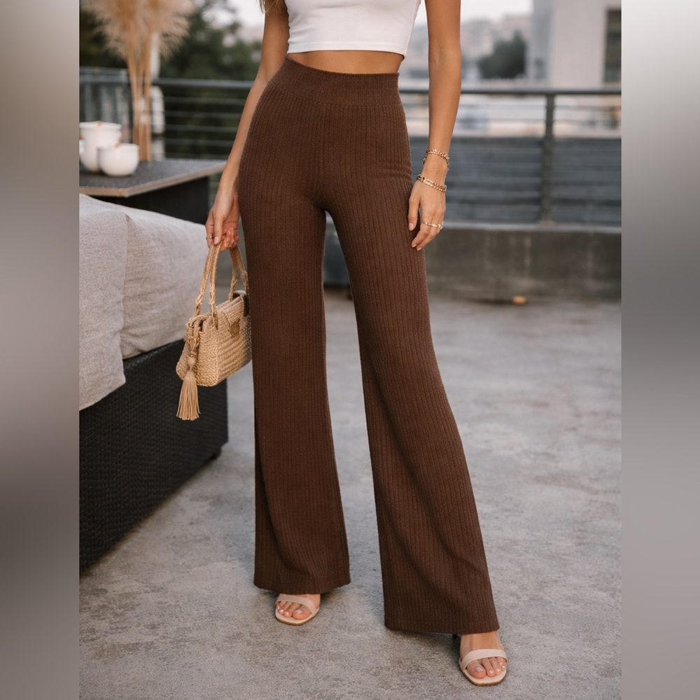 Free people keep it real flare sweater knit Pants - Brown